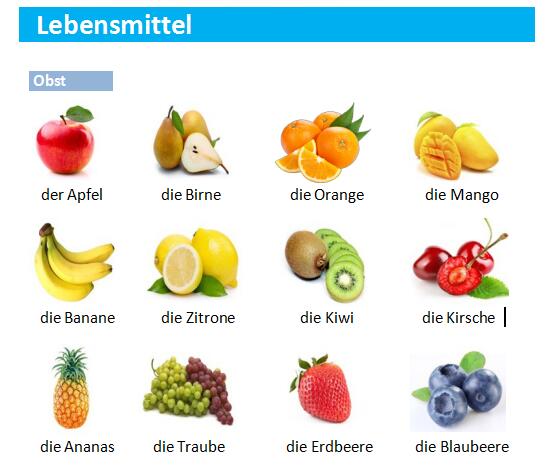 德語詞匯手冊學(xué)習(xí):水果類